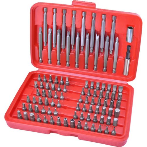 EXTOL PREMIUM 8819649 behajtó klt. 98 db Cr.V., lapos:3-7mm, PH0-3, PZ0-3, HEX 1,5-6mm, T és TTa 8-40, hosszú bitekkel is ( 8819649 )