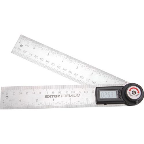 EXTOL PREMIUM 8823510 digitális szögmérő-vonalzó, szög- és hosszmérésre, 0-360°, pontosság: ±0,3°, 2×200 mm, Alu szár mm és coll beosztással ( 8823510 )