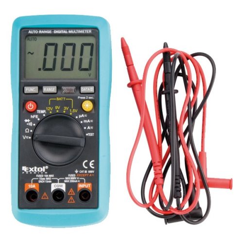 EXTOL PREMIUM 8831250 digitális multiméter; Amper/Volt/Ohm mérő, hangjelző funkcióval, CE, 3 db 1,5V AAA elem ( 8831250 )