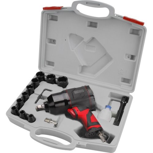 EXTOL PREMIUM 8865004 légkulcs klt., 15 db, 1/2", dugófejek (10 db: 9-27mm), 340Nm, 7400 1/min, 113l/min, 6,3 Bar, 1/4" tömlőcsatlakozó, 1,9kg ( 8865004 )