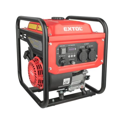 EXTOL PREMIUM 8895550 benzinmotoros áramfejlesztő, kézi indítás, 3,5 kVA, 230V, 1 fázisú, inverteres ( 8895550 )
