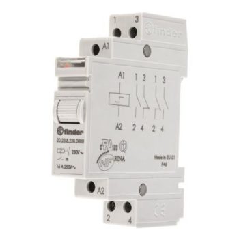   Finder, 202390124000, 20.23.9.012.4000, moduláris elektromechanikus léptető (impulzus) relé, 16A, 1 Záró érintkező + 1 Nyitó érintkező, 2 kapcsolási pozíció, tápfeszültség 12V DC, (Finder 202390124000, 20.23.9.012.4000 )