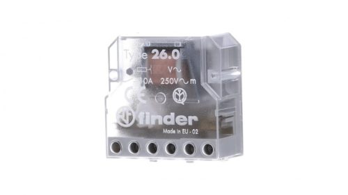 Finder, 26068012, 26.06.8.012, kapcsoló alá építhető léptető (impulzus) relé, 10A, 2 Záró érintkező, 3 kapcsolási pozíció, tápfeszültség 12V AC (Finder 26068012, 26.06.8.012)