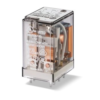   Finder 55.12.8.024.0000 Miniatűr ipari relé 2 váltóérintkező (CO) AgNi, 24V AC (50/60 Hz) vezerlőfeszültség, 10A folytonos áram, NYÁK-ba forrasztható - alapváltozat