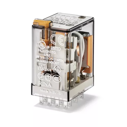 Finder 55.34.8.024.5050 miniatűr ipari relé 7 A 4 váltóérintkező 24 V AC AgNi + Au