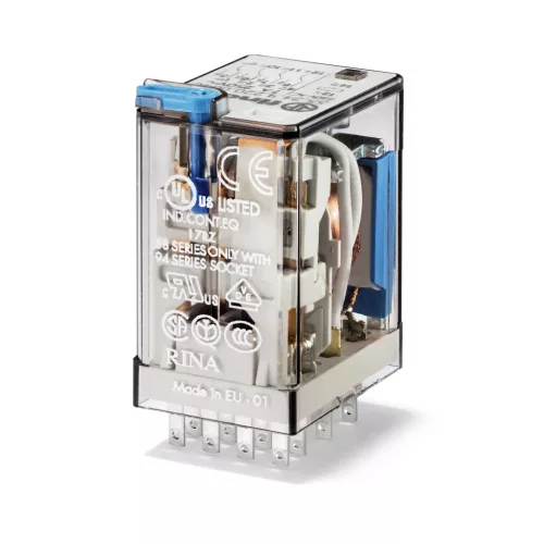 Finder 55.34.9.024.5074 miniatűr ipari relé 7 A 4 váltóérintkező 24 V DC AgNi + Au