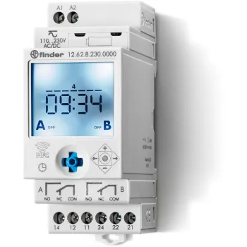 Finder 12.62.8.230.0000 elektronikus kapcsolóóra 16 A 2 váltóérintkező heti program DIN sínre
