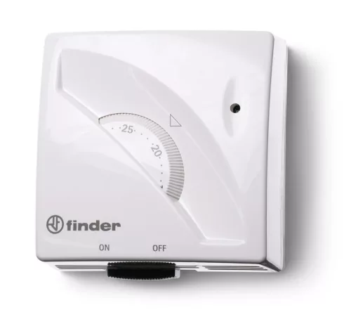 Finder 1T.01.1 mechanikus szobatermosztát BE/KI-kapcsolóval 16 A fehér