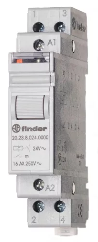 Finder 20.23.9.024.4000 léptető impulzus relé 16A 1 záró- és 1 nyitóérintkező 24 V DC DIN sínre