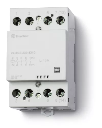 Finder 22.44.0.024.4310 installációs mágneskapcsoló 40A 4 záróérintkező 24 V AC/DC DIN sínre