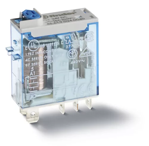 Finder 46.61.9.024.0040 miniatűr ipari relé 16 A 1 váltóérintkező 24 V DC AgNi