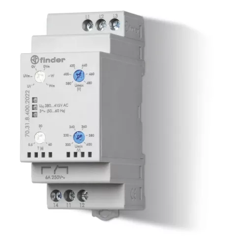 Finder 70.31.8.400.2022 felügyeleti relé 1 váltóérintkező (1 CO) 6 A 380…415 V AC (50/60 Hz)