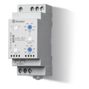 Finder 70.41.8.400.2030 felügyeleti relé 1 váltóérintkező (1 CO) 6 A 380…415 V AC (50/60 Hz)