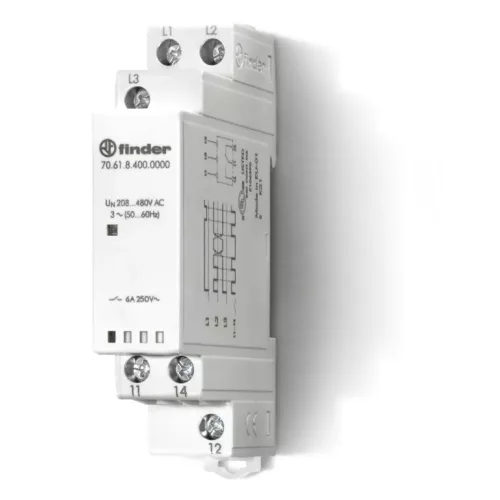 Finder 70.61.8.400.0000 felügyeleti relé 1 váltóérintkező (1 CO) 6 A 208…480 V AC (50/60 Hz)