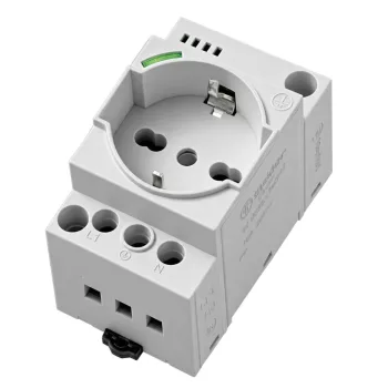   Finder 7U.00.8.230.0010 dugaszolóaljzat kapcsolószekrényhez, kombinált Schuko + olasz (F és L típus), 16 A, 250 V AC, szürke (RAL 7035), zöld LED-es állapotjelzéssel - 7U0082300010
