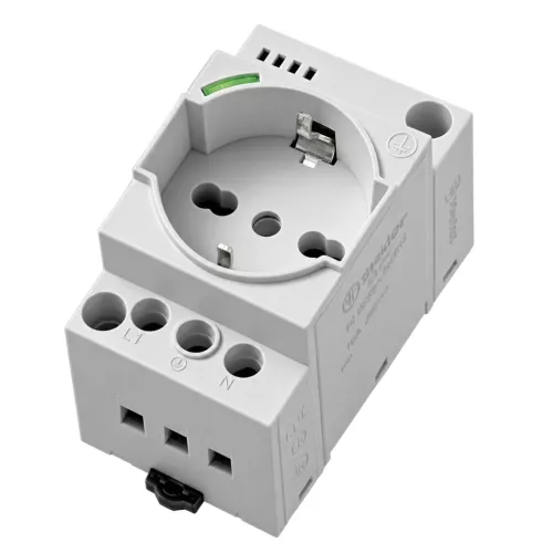 Finder 7U.00.8.230.0010 dugaszolóaljzat kapcsolószekrényhez, kombinált Schuko + olasz (F és L típus), 16 A, 250 V AC, szürke (RAL 7035), zöld LED-es állapotjelzéssel - 7U0082300010