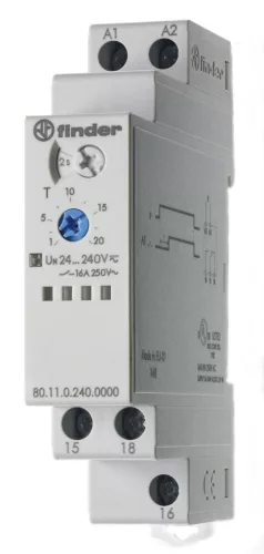 Finder 80.11.0.240.0000 időrelé 80.11 1 funkció (24…240) V AC