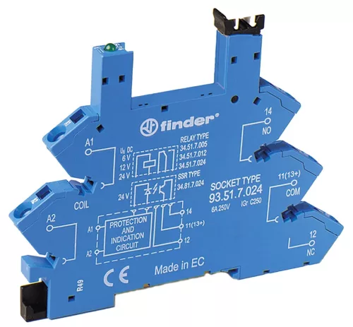 Finder 93.51.7.024 relé foglalat húzórugós csatlakozás 6 A - 250 V 93-as sorozat