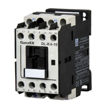   GANZ KK DL-K4-10 3 pólusú mágneskapcsoló, 1 db beépített záró segédérintkezővel, 125V, 4kW (AC-3 400V), 45×78×85mm ( GANZ 100-0002-270-DL )