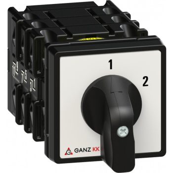   Ganz KK KK0-20-6004 kézi nyitott átkapcsoló, 1-2 állás, 3P, 20A, IP20/44, 690V, 5,5kW kapcsolható teljesítmény(AC-3,400V), 48x48x100mm ( Ganz 1AC6004AA00M30 )