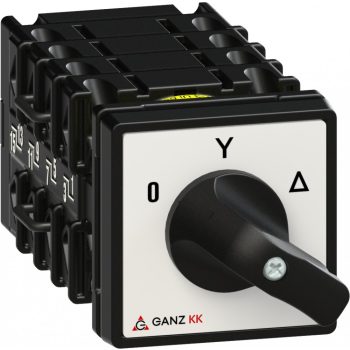   Ganz KK KK0-20-6009 kézi nyitott csillag-delta motor-átkapcsoló, 0-Y-Δ állás, 20A, IP20/44, 690V, 7,5kW kapcsolható teljesítmény(AC-3,400V), 48x48x115mm ( Ganz 1AC6009AA00M40 )