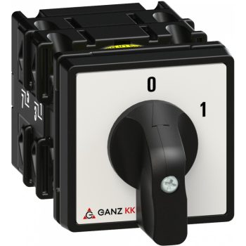  Ganz KK KK0-20-6044 kézi nyitott BE-KI kapcsoló, 0-1 állás, 4P, 20A, IP20/44, 690V, 5,5kW kapcsolható teljesítmény(AC-3,400V), 48x48x85mm ( Ganz 1AC6044AA00M20 )