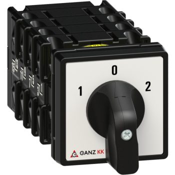   Ganz KK KK0-20-6432 kézi nyitott átkapcsoló, 1-0-2 állás, 4P, 20A, IP20/44, 690V, 5,5kW kapcsolható teljesítmény(AC-3,400V), 48x48x115mm ( Ganz 1AC6432AA00M40 )