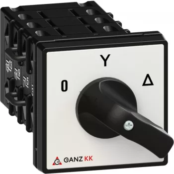   Ganz KK KK1-32-6009 kézi nyitott csillag-delta motor-átkapcsoló, 0-Y-Δ állás, 32A, IP20/44, 690V, 15kW kapcsolható teljesítmény(AC-3,400V), 64x64x115mm ( Ganz 1AF6009BB00M40 )