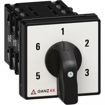   Ganz KK KK1-32-6037 kézi nyitott fokozatkapcsoló, 1-2-3-4-5-6 állás, 1P, 32A, IP20/44, 690V, 11kW kapcsolható teljesítmény(AC-3,400V), 64x64x115mm ( Ganz 1AF6037BB00M30 )