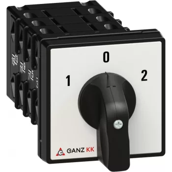   Ganz KK KK1-32-6129 kézi nyitott átkapcsoló, 1-0-2 állás, 4P, 32A, IP20/44, 690V, 11kW kapcsolható teljesítmény(AC-3,400V), 64x64x130mm ( Ganz 1AF6129BB00M40 )