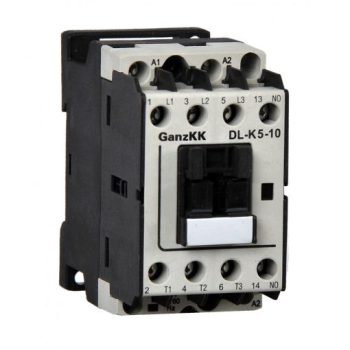   GANZ KK DL-K5-10 3 pólusú mágneskapcsoló, 1 db beépített záró segédérintkezővel, 240V, 5,5kW (AC-3 400V), 45×78×85mm ( GANZ 200-0002-360-DL )