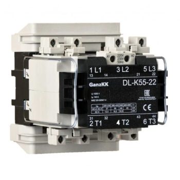   GANZ KK DL-K55-22 3 pólusú mágneskapcsoló, 2 db beépített záró és 2 db beépített nyitó segédérintkezővel, 24V, 55kW (AC-3 400V), 108×124×140mm ( GANZ 200-4518-010-DL )