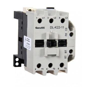   GANZ KK DL-K22-11 3 pólusú mágneskapcsoló, 1 db beépített záró és 1 db beépített nyitó segédérintkezővel, 220-230V, 22kW (AC-3 400V), 81×106×116mm ( GANZ 200-4534-650-DL )