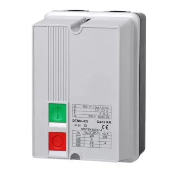   Ganz DTMn-K5 tokozott motorvédő kapcsoló, 5,5kW kapcsolható névleges motorteljesítmény, 400V működtető feszültség, 3,3-4,9A beállítási áramérték ( Ganz 241-0082-450 )