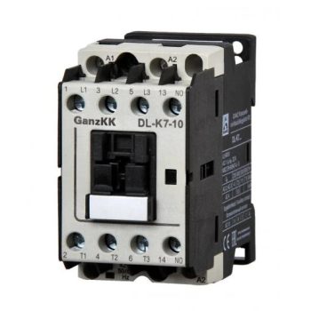   GANZ KK DL-K7-10 3 pólusú mágneskapcsoló, 1 db beépített záró segédérintkezővel, 24V, 7,5kW (AC-3 400V), 45×78×85mm ( GANZ 300-0002-010-DL )