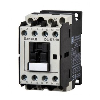   GANZ KK DL-K7-10 3 pólusú mágneskapcsoló, 1 db beépített záró segédérintkezővel, 125V, 7,5kW (AC-3 400V), 45×78×85mm ( GANZ 300-0002-270-DL )
