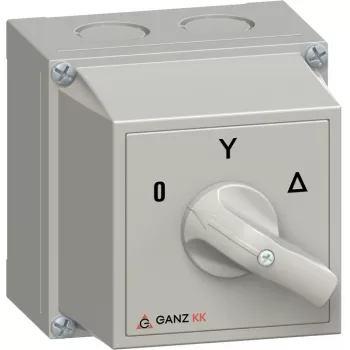   Ganz KK KKM0-20-6009 kézi tokozott csillag-delta motor-átkapcsoló, 0-Y-Δ állás, 20A, IP65, 690V, 5,5kW kapcsolható teljesítmény(AC-3,400V), 100x100x122mm ( Ganz 3AC6009XB00S40 )