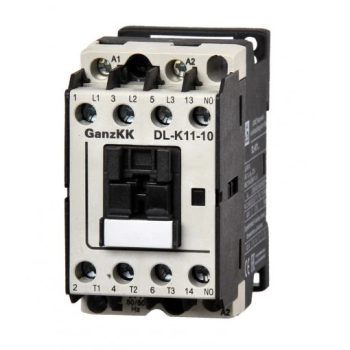   GANZ KK DL-K11-10 3 pólusú mágneskapcsoló, 1 db beépített záró segédérintkezővel, 110V, 11kW (AC-3 400V), 45×78×85mm ( GANZ 400-0002-030-DL )