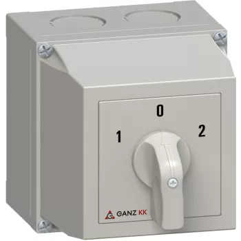   Ganz KK KKM1-32-6008 kézi tokozott irányváltó motorkapcsoló, 1-0-2 állás, 3P, 32A, IP65, 690V, 15kW kapcsolható teljesítmény(AC-3,400V), 100x100x140mm ( Ganz 4AF6008XB00S40 )