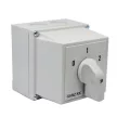 Ganz KK KKM1-32-6013 kézi tokozott motorkapcsoló Dahlander-tekercselésű motorhoz, 0-1-2 állás, 32A, IP65, 690V, 15kW kapcsolható teljesítmény(AC-3,400V), 100x100x140mm ( Ganz 4AF6013XB00S40 )