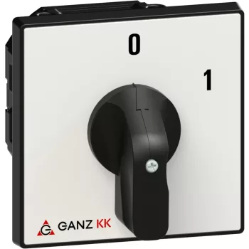   Ganz KK KK2-40-6001 kézi nyitott BE-KI kapcsoló, 0-1 állás, 2P, 40A, IP20/44, 690V, 15kW kapcsolható teljesítmény(AC-3,400V), 88x88x94mm ( Ganz 901-6001-601 )