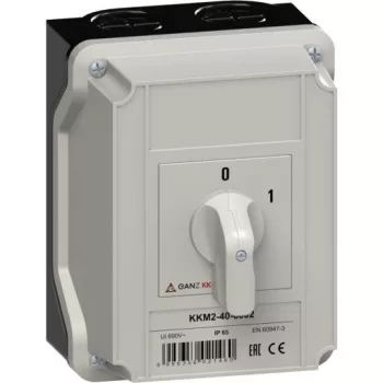   Ganz KK KKM2-115-6002 kézi tokozott BE-KI kapcsoló, 0-1 állás, 3P, 115A, IP65, 690V, 37kW kapcsolható teljesítmény(AC-3,400V), 125x162x152mm ( Ganz 904-6002-972 )