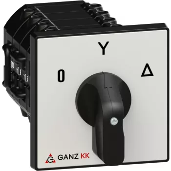   Ganz KK KK2-40-6009 kézi nyitott csillag-delta motor-átkapcsoló, 0-Y-Δ állás, 40A, IP20/44, 690V, 22kW kapcsolható teljesítmény(AC-3,400V), 88x88x146mm ( Ganz 904-6009-601 )