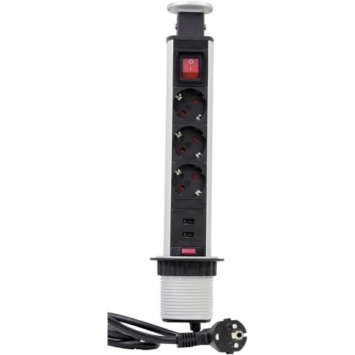 GAO Energiaoszlop asztali, süllyeszthető 3 dugalj+USB kapcs ( 0012398712 )