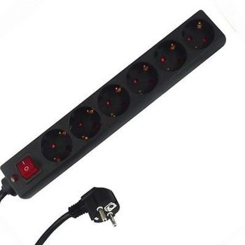   GAO Asztali elosztó 6-os kapcsolóval, 1,4m, fekete, túlfesz.véd. ( 00125171 )