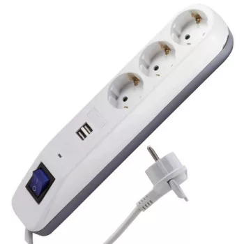   GAO Asztali elosztó "ICE" 3-as kapcsolóval 2USB-vel 1.4m fehér-szürke ( 0014348100 )