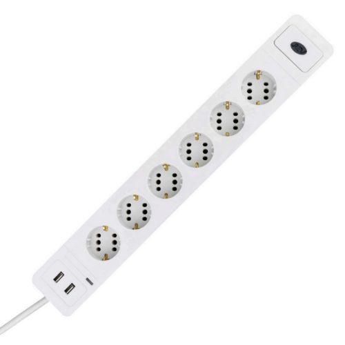 GAO Asztali elosztó "COMBINI" 6-os túlfesz, 3x1.5, 1.4m 2xUSB (2Euro/alj)) ( 0015654103 )