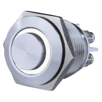   GAO Csengő nyomógomb, beépíthető, fém, fehér LED fénnyel 12V, 1.5A  18mm ( 0083066302 )