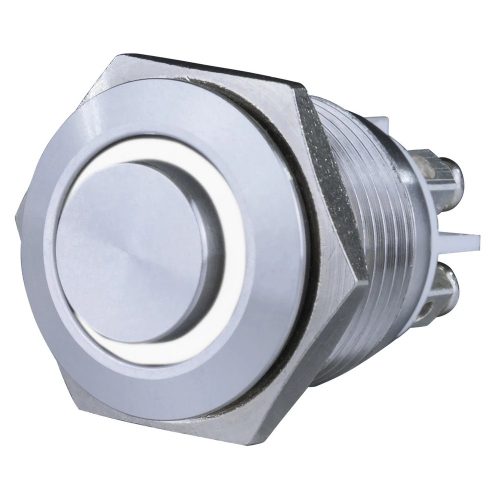 GAO Csengő nyomógomb, beépíthető, fém, fehér LED fénnyel 12V, 1.5A  18mm ( 0083066302 )