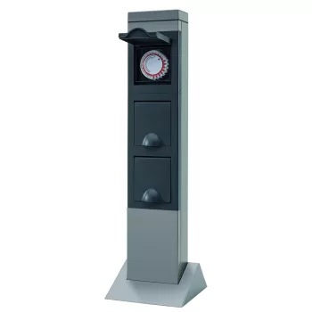   GAO Kerti energiaoszlop 2 dugaljjal + időkapcsolóval SteelCraft, ezüst ( 0087770712 )